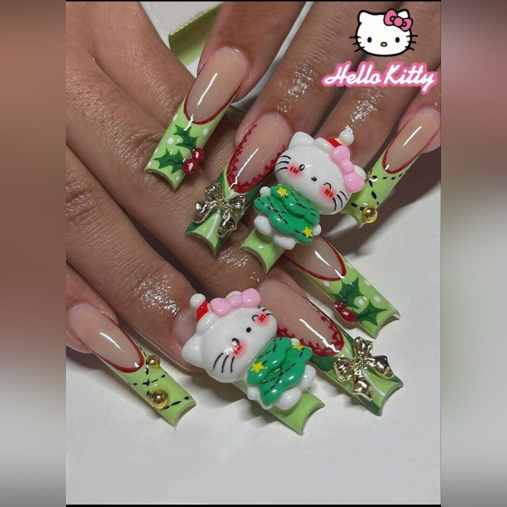 Hello Kitty Christmas Nails